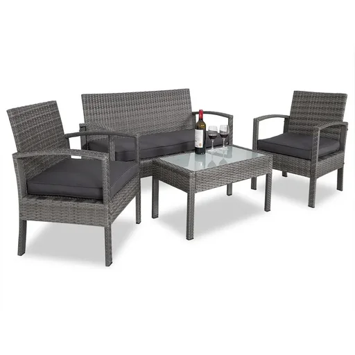 "Polyrattan lounge set 7-piece - grey / anthracite image"
