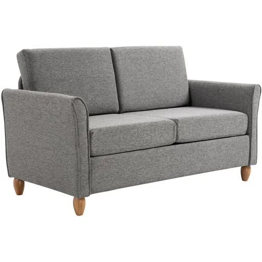 "Double sofa 2-seater sofa removable with cushion 200 kg load capacity linen foam light grey 141 x 65 x 78 cm image"