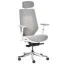 Office chair swivel chair with headrest angle adjustable light grey foam nylon polyester 65 x 68 x 117-125 cm