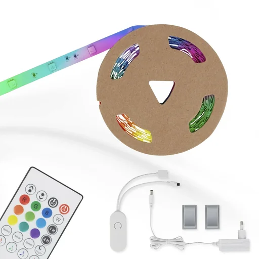 "MAGIC RGB LED flex strip, 3m, music sensor, 90 RGB LEDs, 12W, remote control image"