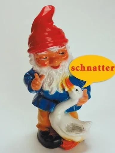 "Dwarf with goose - with motion detector, chattering, 32 cm image"