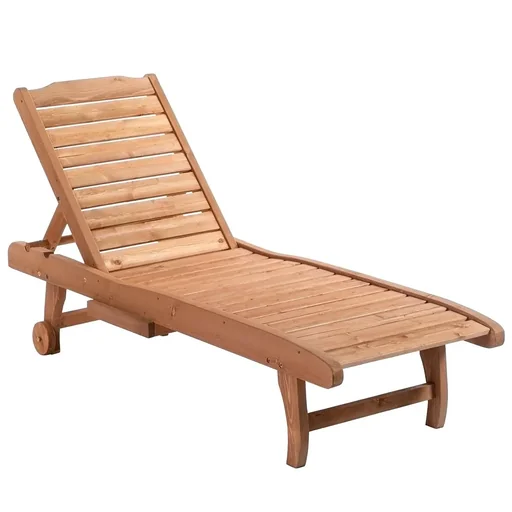 "Sun lounger mobile garden lounger deck chair beach lounger fir wood brown-red image"
