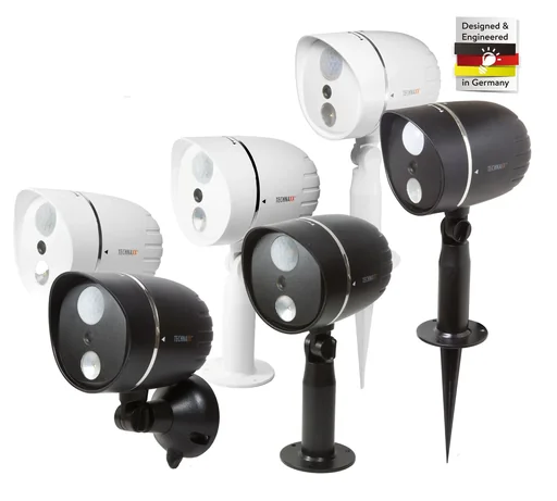 "HD outdoor camera with LED light and motion detection - black image"