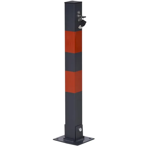"Parking barrier, foldable parking posts, manual barrier post with red warning stripes, 3 keys, steel image"