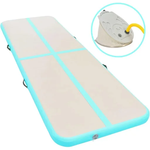 "Gymnastics mat with pump inflatable 300x100x10 cm PVC green image"