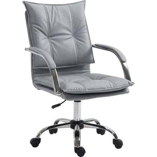 "Office chair swivel chair height adjustable rollable ergonomic PU grey 64 x 57 x (91 101) cm image"