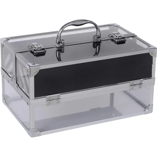 "Jewelry box, jewelry box, aluminum, acrylic, silver, 30 x 19.2 x 16 cm image"