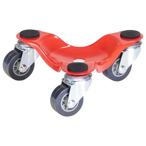 "Transport aid MM 1193, 16 x 16 x 6 mm, soft wheels Ø 35 mm, coated steel, red, load capacity 60 kg image"