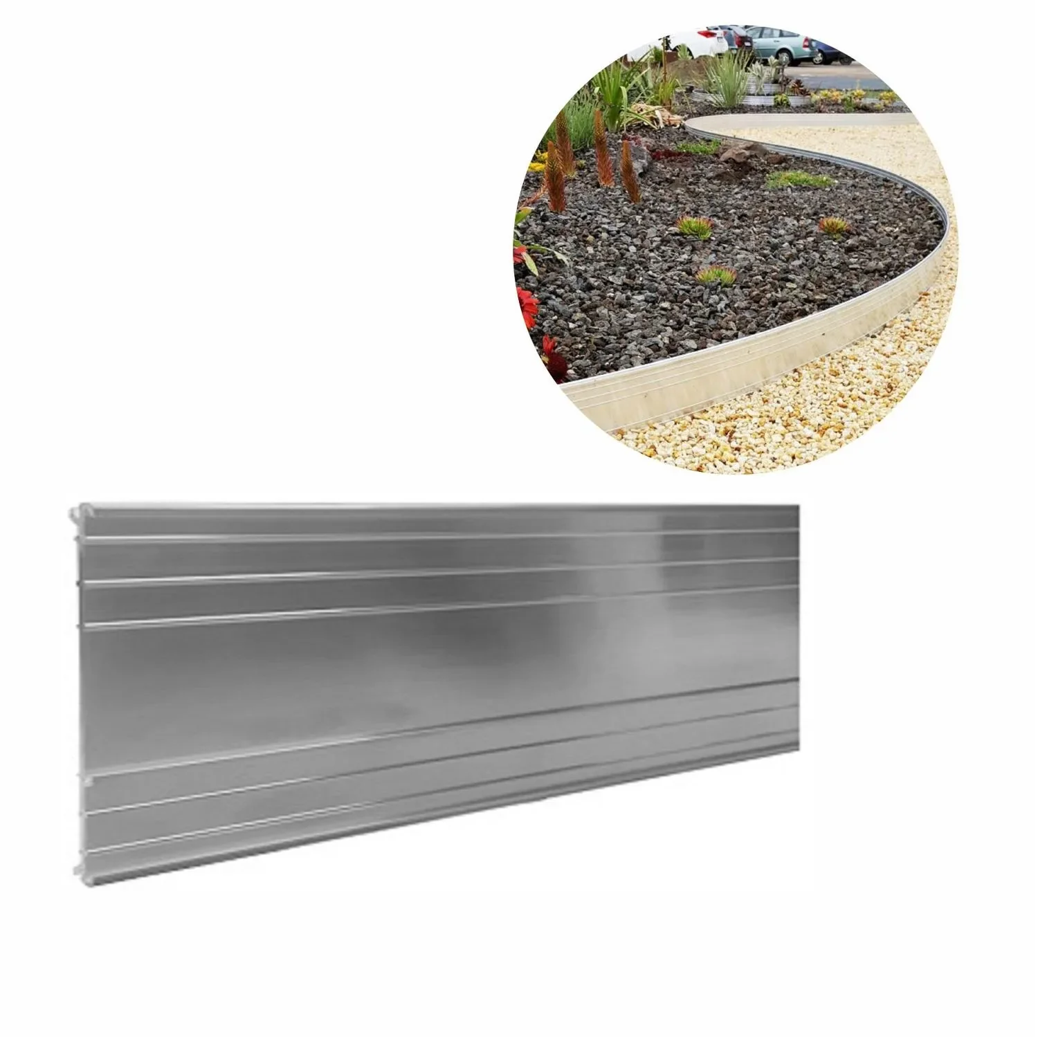 "Ultra sterke aluminium Borderrand 14cm x 100cm | Gazonrand | Kantopsluiting image"