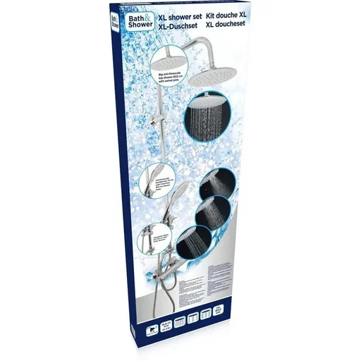 "XL shower set with rain shower and hand shower - round - 3 functions image"