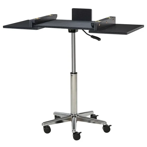 "Laptop table laptop stand notebook table with wheels height adjustable foldable computer tablet steel + MDF black 90.5 x image"