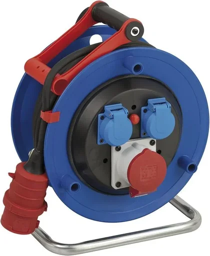 "CEE cable reel Garant IP44, special plastic, 2 x 230V socket, 1 x 400V/16A socket, 30m image"