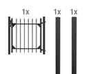 Single gate set Chaussee, for encasing in concrete, matt black, height 100 cm, width 1 m
