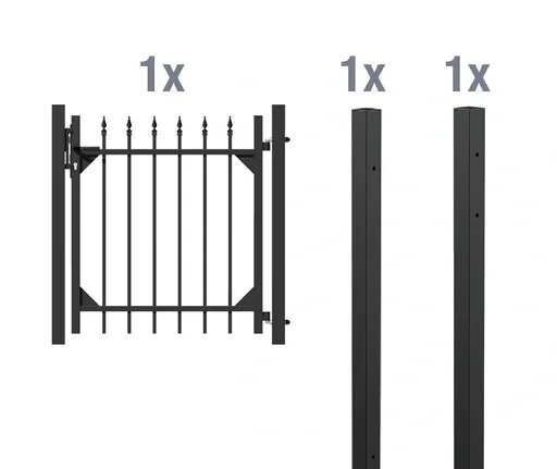 "Single gate set Chaussee, for encasing in concrete, matt black, height 100 cm, width 1 m image"