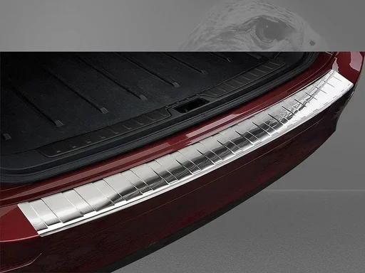 "Stainless steel loading sill protector, BMW X6 E71, 2009-2014. OEM quality, brushed, soft, deburred edges. image"