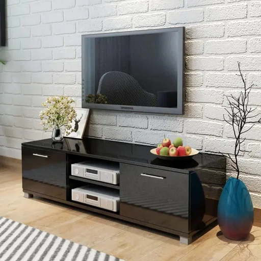 "TV cabinet 120x40.3x34.7 cm high-gloss black image"