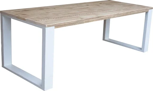 "New Orleans scaffolding wood dining table - white image"