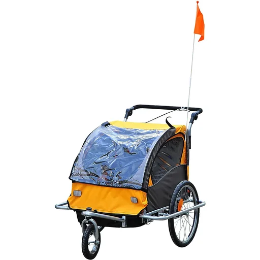 "Bicycle trailer children orange-coffee brown 2 in 1 jogger image"