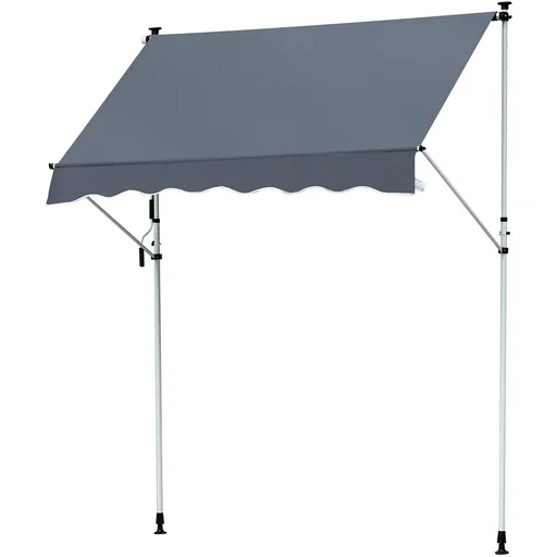 "Awning with hand crank cream white image"