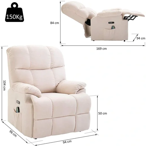 "Massage chair with heat function and stand-up aid image"