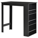 Bar table modern dining table desk with 3 shelves black chipboard 112 x 57 x106 cm
