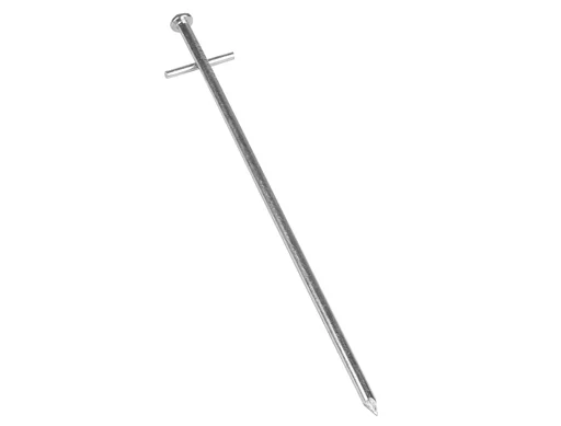"Tent pegs made of galvanized steel with nail head and cross nail 23 cm, 6 mm, 10 pieces image"