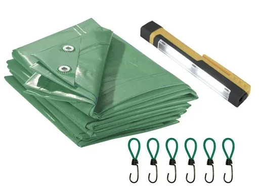 "Tarpaulin fabric set with COB LEDs and 6 rubber tensioners image"