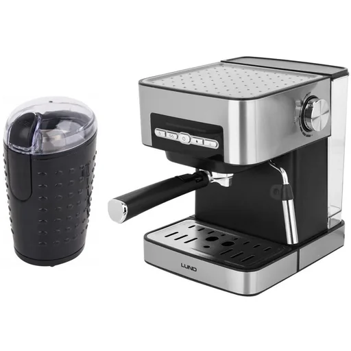 "Piston machine with electric coffee grinder - With milk frother image"