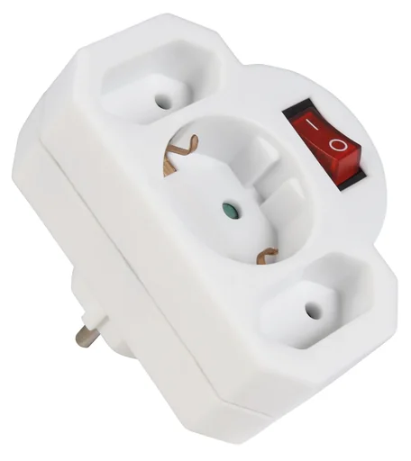 "Socket adapter 1x protective contact, 2x Euro image"