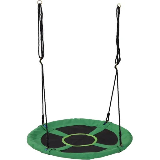 "Nest swing, plate swing, children's swing, garden swing, up to 100 kg load capacity, green + black, Ø100 cm image"