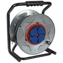 PROFESSIONAL CABLE REEL WITH ANTI-TWIST SYSTEM - NEOPRENE - 25 m - 3G2.5 - 4 SOCKETS - EARTHING CONTACT (GERMAN SYSTEM)