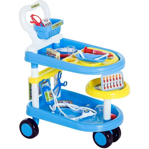 "Children's doctor's car, doctor's trolley, role play, blue image"