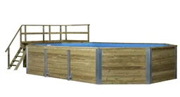 Massivholzpool 594 A, 850 x 376 x 116 cm, Sparset inkl. Sandfilteranlage und Tec