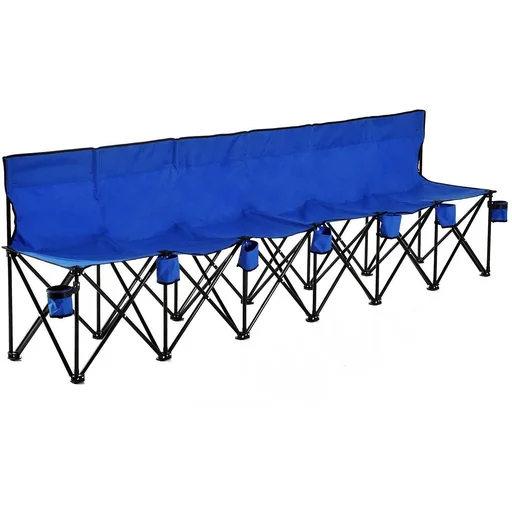 "Camping bench folding bench 6-seater with carrying bag blue image"