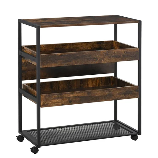 "Kitchen trolley Kitchen trolley Serving trolley 3-tier kitchen shelf Industrial design with adjustable feet Rustic brew image"