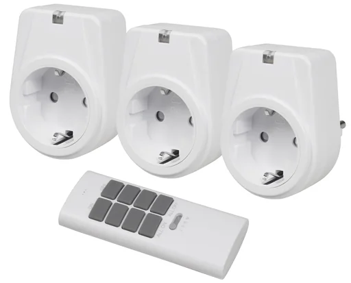 "Set of 3 wireless sockets with remote control image"