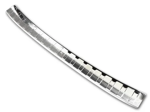 "Stainless steel loading sill protector, VW Polo VI, 2017>. OEM quality, brushed, soft, deburred edges. image"