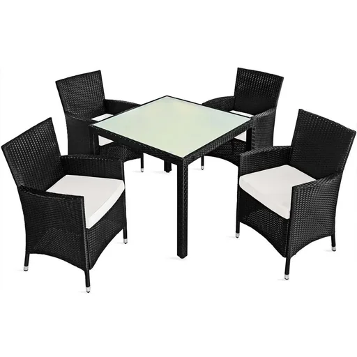 "Garden furniture set Bali polyrattan black stackable 9-piece image"