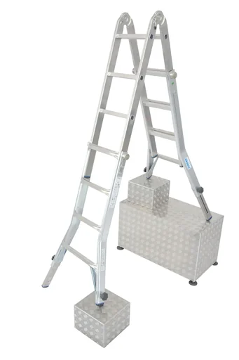 "Articulated telescopic ladder 4 x 4 rungs ladder image"