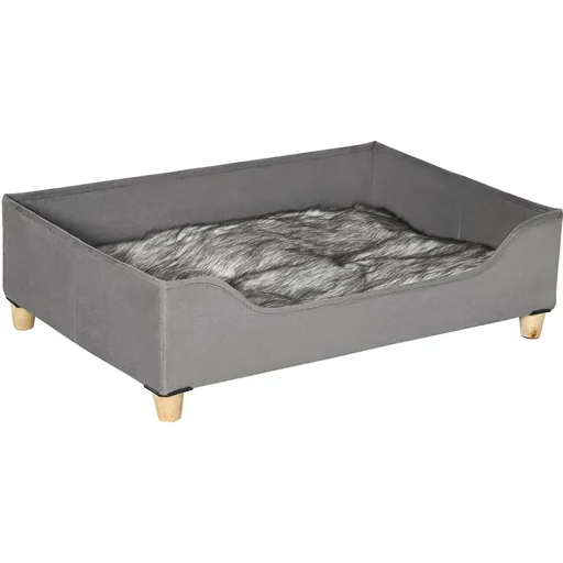 "Dog bed with cushion for small and medium dogs Soft padded washable cover Pine Grey 81 x 56 x 23.5 cm image"