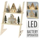 Decorative ladder LED - with houses - 20 x 18 x 31cm