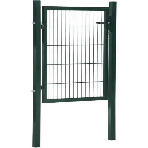 "Garden gate, garden door, fence gate, yard gate made of steel, handle, lock and keys, 97 x 150 cm, green image"