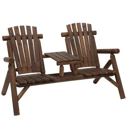 "Garden bench with table, garden furniture, bench, 2 chairs, solid wood, brown, 156 x 83 x 95 cm image"