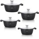 Herenthal 4-piece cookware set - Sauté pan - 24cm, 26cm, 28cm, 30cm - Marble coating - with glass lid
