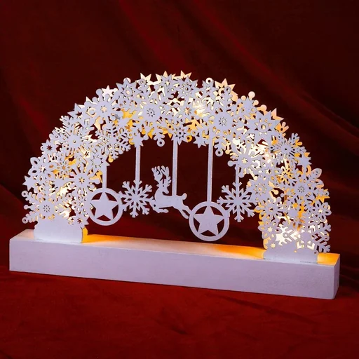 "Candle Bow Christmas Snowflakes White image"
