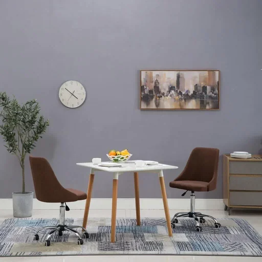 "Dining room chairs 2 pieces fabric brown image"