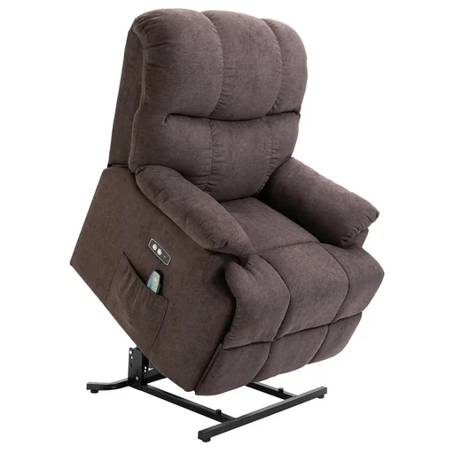 "Massage chair stand-up aid electric recliner with heat function adjustable angle USB remote control short plush image"