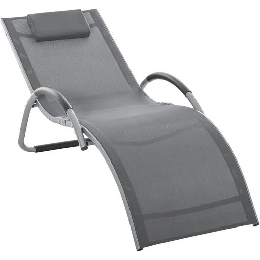 "Garden loungers with cushions, sun lounger, ergonomic aluminum, texteline, dark gray, 160 x 60 x 65 cm image"