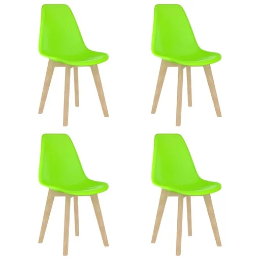 "Dining table chairs, 4 pieces, green plastic image"