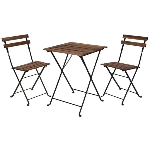 "NL Pro Garden Bistro Set 3-piece - 71x55x54 cm - Wood Dark Brown/Black Metal image"